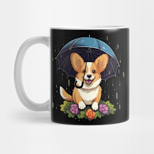 Corgi Rainy Day With Umbrella Mug